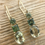 Olive Green Irregular Geometric Drop Pendientes