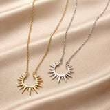 Dorado Blanco Sunflower Colgante Collar