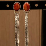 Vintage Ónix Boho Chic Pendientes
