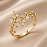 Dorado Blanco Circonitas Vine Anillo