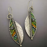 Bohemio Mozaic Hoja Pendientes