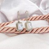 Lustre Square Piedra Luna Pendientes