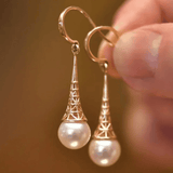 Dorado Vintage Perla Pendientes