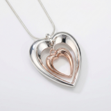 Plateado Dorado Dual Corazón Collar
