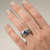 Dual Tone Zafiro Crest Anillo