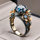Azure Bloom Cristal Flor Anillo