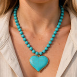 Turquesa Corazón Gem de Cuentas Collar