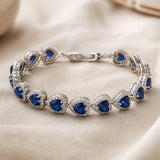 Zafiro Corazón Plateado Pulsera