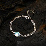 Custom Plateado Piedra Luna Pulsera