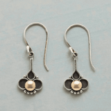 Boho Clover Perla Plateado Pendientes