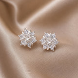 Dorado Blanco Snowflake Pendientes