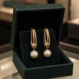 Vintage Dorado Perla Pendientes