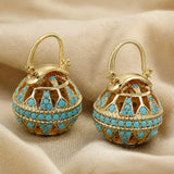 Turquesa Filigree Globe Drop Pendientes