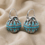 Turquesa Filigree Globe Drop Pendientes