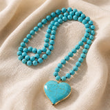 Turquesa Corazón Gem de Cuentas Collar