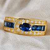 Royal Golden Signet Zafiro Anillo