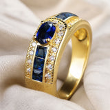 Royal Golden Signet Zafiro Anillo