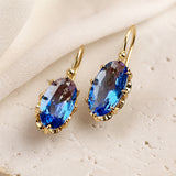 Pendientes Flor Azul Dorada