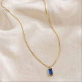 Minimalista Zafiro Colgante Collar