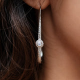 Retro Boho Piedra Luna Pendientes