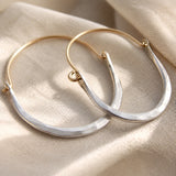 Minimalista Hammered Plateado Aro Pendientes