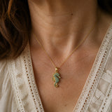 Dorado Seahorse Turquesa Colgante Collar