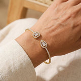 Two Piedra Dorado Abierto Brazalete