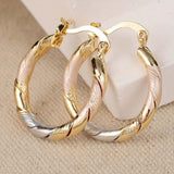 Vintage Round Aro Dorado Plateado y Rose Pendientes