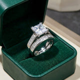 Elegante Circonitas Promesa Set de Anillos