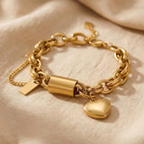 Golden Corazón Eslabones Pulsera