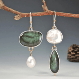 Vintage Green y White Piedra Pendientes