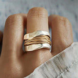 Plateado Golden Threads Anillo