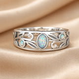 Vintage Ópalo Vine Plateado Anillo