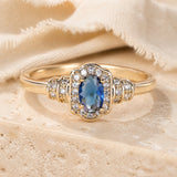 Heirloom Zafiro Halo Cristal Anillo