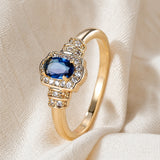 Heirloom Zafiro Halo Cristal Anillo