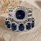 Zafiro Halo Stack Set de Anillos