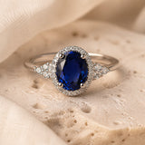 Midnight Majesty Zafiro Oval Anillo
