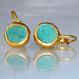 Dorado Pendientes con Turquesa Piedra