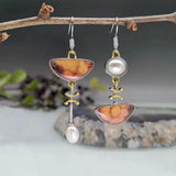 Natural Orange Piedra Pendientes