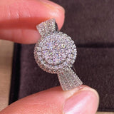 Round Halo Pave Cristales Anillo