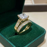 Elegante Circonitas Promesa Set de Anillos