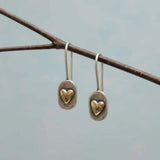 Vintage Dorado Inlaid Corazón Pendientes