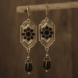 Black Cristal Drop Pendientes