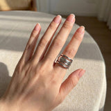 Vintage Multicapa Plateado Anillo