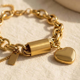 Golden Corazón Eslabones Pulsera
