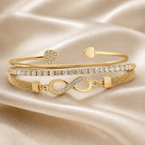 Dorado Blanco Cristales Infinito Set de Pulseras