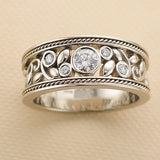 Elegante Dorado Blanco Circonitas Anillo