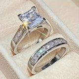 Elegante Circonitas Promesa Set de Anillos