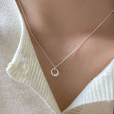Dorado Blanco Geometric Circle Colgante Collar