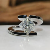 Vintage Circonitas Abierto Plateado Anillo